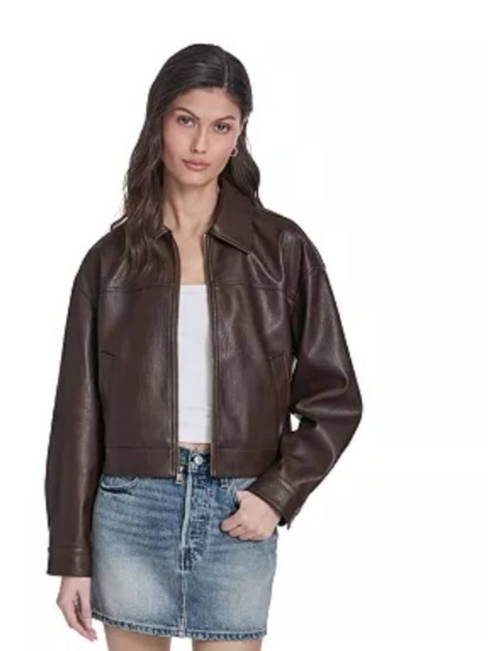 Levi's Dark Brown Leather Cropped Jacket